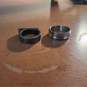 Men's Silver and Black Ring Set